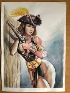 Heijink, John - Originele tekening in kleur - Sexy pirate - (2018) | Catawiki
