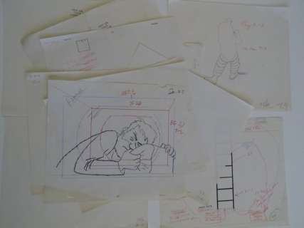 Tintin - Croquis préparatoire pour film animation - Tintin/Haddock/Wolf - On a marché sur la lune (années 60) | Catawiki