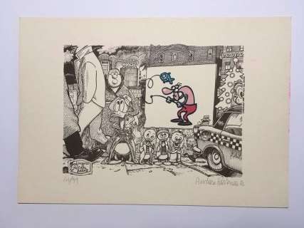 Andrea Pazienza 41/99 - lito con illustr. origin. "Dedicated to Carl Barks" - Loose page - First edition - (1986) | Catawiki