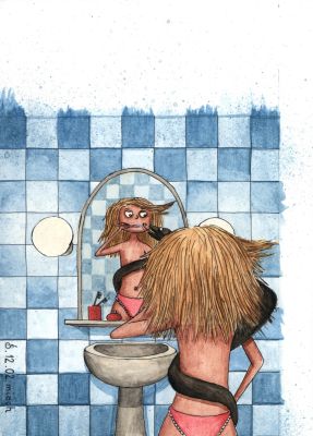 Piotr Wojciechowski (Śmiechosław) | Dziewczyna i wąż, ilustracja | Galeria Komiksu