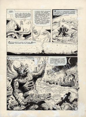 Lucho Olivera | Tavola originale della storia ‘L’ignorante’ pubblicata su  Skorpio in Argentina e Lanciostory in Italia -Pag 4 – Cm. 29 x 40. Pubblicata in Italia su Lanciostory 13 del 1994. | Art e Fumetto
