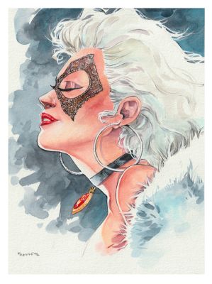 Rb White | Black Cat Watercolor Portrait 9x12 | Raremarq (Buy It Now)