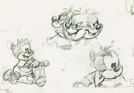 Claude Marin - Dessin original - Essais graphiques - Bébés Disney - Loose page - (1986) | Catawiki