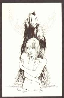 Oliver Nome - Wolf and babe sketchbook piece - 2006 signed