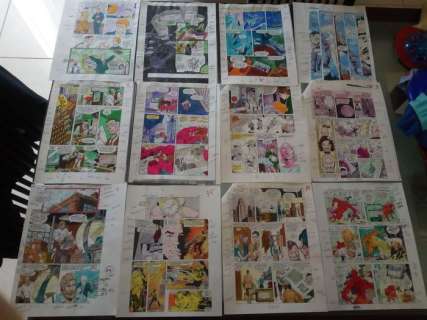 superman / batman - Lot of 12 original hand coloured / inked pages with correction - . - (1996) | Catawiki