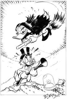 Bas Heymans - Original Preliminary Art - Dagobert met Magica met geluksdubbeltje - Original Preliminary Art | Catawiki