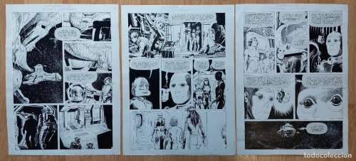 JUAN ZANOTTO : 3 PÁGINAS ORIGINALES DE SU SERIE: BÁRBARA : LA NAVE Y LA ETERNIDAD -