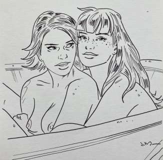 Jim - Dessin original - Une Nuit Ã  Rome - Marie au bain (2014) | Catawiki