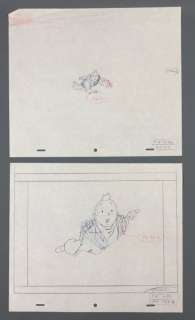 Kuifje, Tintin - 2x Crayonné de Tintin - Le Temple du Soleil - (1969) | Catawiki