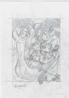 Bozzetto fronte – retro originale Marco Gervasio Topolino e Minnie Love | Venere Comic Art