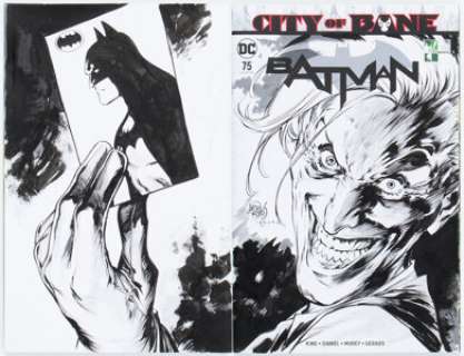 Ivan Reis and Marcio Takara Batman #75 Wraparound Sketch Cover Variant Original Art (DC, 2019) CGC Signature Series -