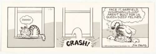 Davis, Jim | Jim Davis Garfield Daily Comic Strip Original Art Dated 1-31-79 (United Feature Syndicate, 1979).... | Heritage