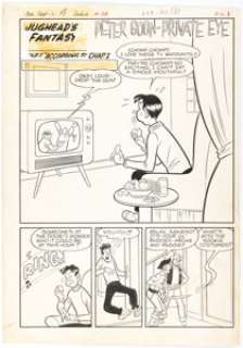 Samm Schwartz and Marty Epp - Jughead‘s Fantasy #2 Complete 6-Page Story "Peter Goon, Private Eye Chap. I: According To Costume" Original Art (Archie, 1960). (Total: 6 Original Art)