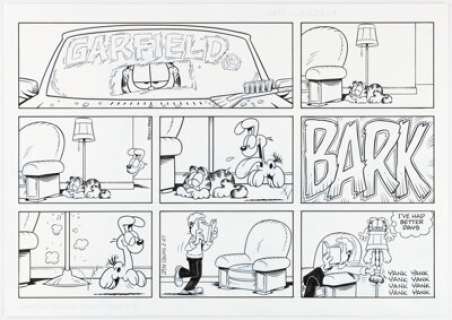 Jim Davis Garfield Sunday Comic Strip Original Art dated 2-27-11 (PAWS, 2011). | Heritage