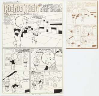 Harvey Artist Richie Rich Bank Book #2 "Lootvig, Son of Money Monster" Complete 5-Page Story Original Art (Harvey, 1972). (Total: 10 Original Art) | Heritage