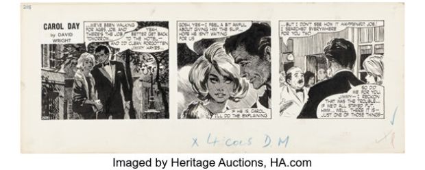 David Wright Carol Day #2108 Daily Comic Strip Original Art (London Daily Mail, 1963). | Heritage