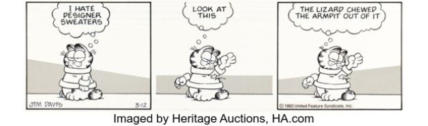Jim Davis Garfield Daily Comic Strip Original Art dated 3-12-83 (United Feature Syndicate, 1983). | Heritage