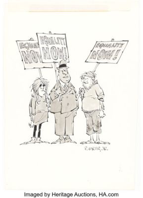 Paul Coker Jr. Help! V2#8 (#20) "The Great Washington March" Page 1 Spot Illustration Original Art (Warren, 1964). | Heritage