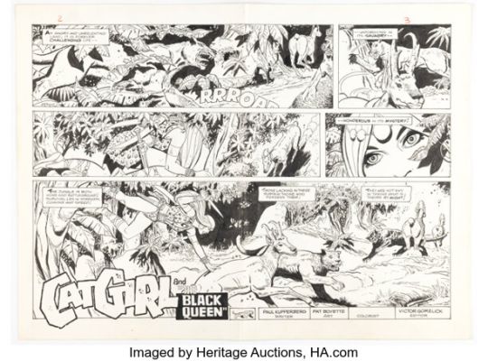 Pat Boyette Lost Jungle Tales #1 Double-Page Spread 2-3 Original Art (Archie/Charlton Neo, 1983/2019). | Heritage