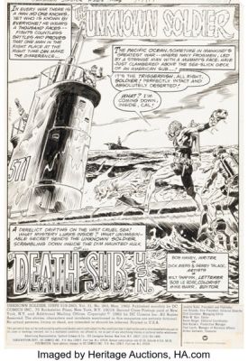Dick Ayers and Gerry Talaoc Unknown Soldier #263 "Death Sub, U.S.N." Complete 9-Page Story Page Original Art (DC, 1982). (Total: 9 Items) | Heritage