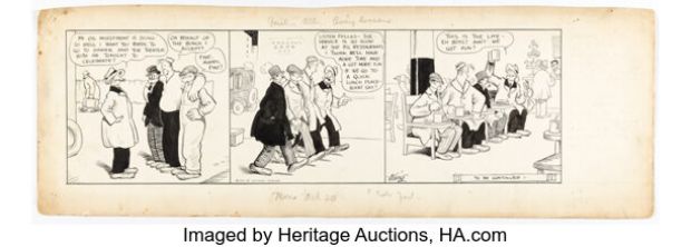 Frank King Gasoline Alley Daily Comic Strip Original Art dated 3-20-22 (Chicago Tribune, 1922). | Heritage