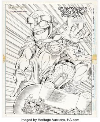 David Brewer, Lary Stucker, and Robert Lacko Extremely Youngblood #1 Double-Page Splash 7-8 Original Art (Image, 1996). | Heritage