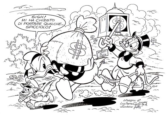 Luciano Gatto | Paperino e gli spiccioli Illustrazione n.1 | Tavole Originali