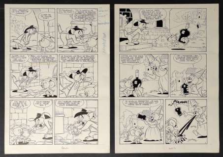 Tom & Jerry - Guido Scala - 2x tavole originali " Le Sommelier du Roi" - Loose page | Catawiki