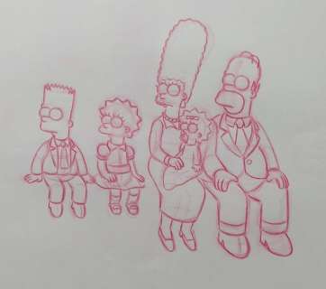 The Simpsons - 6 x Original drawings of Simpsons Family and Springfield People - Unique, RARE | Catawiki