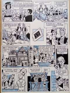 Robert en Bertrand 12 - Originele pagina (p.4) - Zwarte Mie de orgeldraaister - Ink + Blue spot color - (1975) | Catawiki