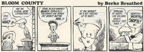 99: Breathed Bloom County 11/29/88 original comic art | Russ Cochran