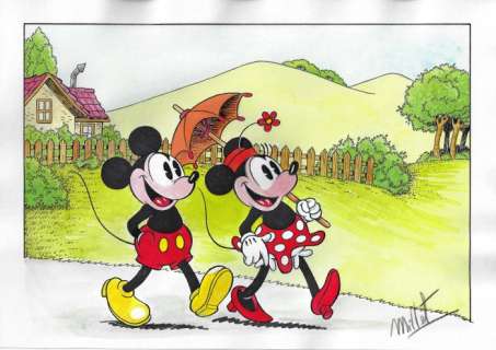 Millet | Mickey & Minnie Mouse - Millet - Original Drawing | Catawiki