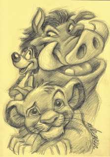 Joan Vizcarra | The Lion King: Simba, Pumbaa & Timon - Original Drawing - Joan Vizcarra | Catawiki