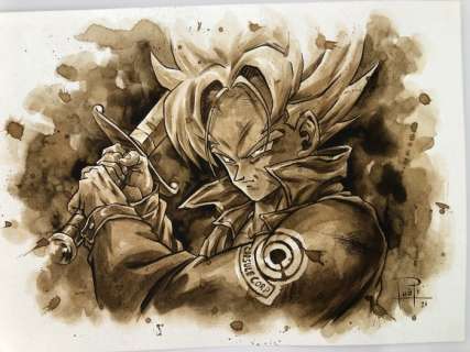 Juapi Coffee Artist | Original Coffee Painting - TRUNKS SAIYAN (2021) | Catawiki