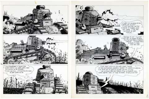 Tardi, Jacques | Le char Renault FT-17. Encre de Chine pour les planches | Coutau Bégarie