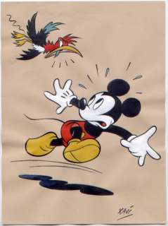 Xavi (Xavier Vives Mateu) | MICKEY - Dibujo original - Mickey frightened by the bird - EO (2021) | Catawiki