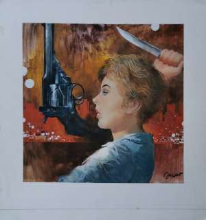 Carlo Jacono | I maestri del giallo n. 5 - Jacono - original cover "Colpite al cuore" di Carter Dickamn - Page volante - Exemplaire unique | Catawiki