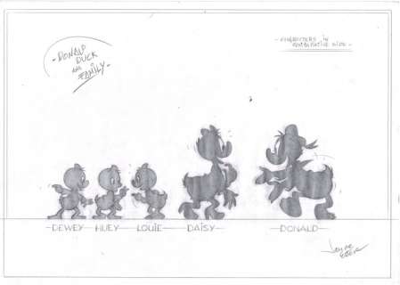 Jaume Esteve, Disney Artist | Donald Duck And Family : Donald, Daisy & Nephews - Original drawing - Signed by Jaume Esteve - Pencil Art | Catawiki