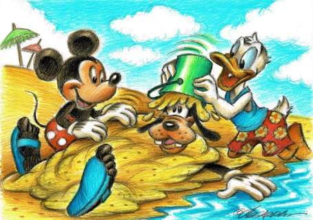 Joan Vizcarra | Mickey, Donald & Pluto on Holidays! - Original Drawing - Joan Vizcarra | Catawiki