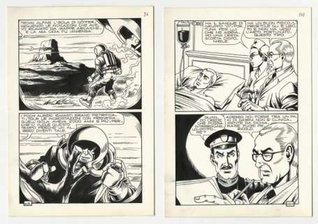 Magnus (Roberto Raviola) | Kriminal #300 - Magnus - 2x tavole originali "Le Bare di Ghiaccio" - Page volante - Exemplaire unique - (1971) | Catawiki