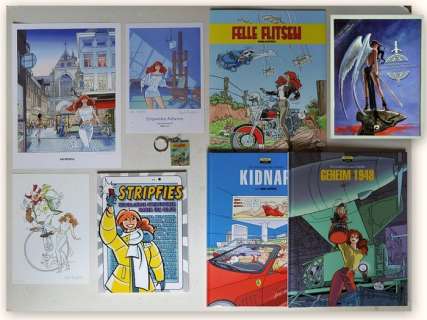 Henk Kuijpers | Franka - Diverse uitgaven + curiosa + tekening - 2x hc / 2x sc / 3x Ex Libris / 1x Portfolio / 1x Sleutelhanger - EO - (1997/2016) | Catawiki