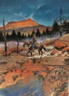 Girod, Thierry | Girod, Thierry - Dessin original couleur - Durango traverse la rivière de Chambon-sur-Lignon - (2017) | Catawiki