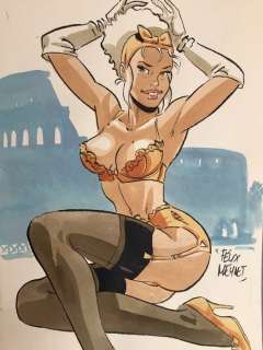Meynet, Félix | Meynet, Félix - Dessin original couleur - Mirabelle coquine Ã  Rome | Catawiki