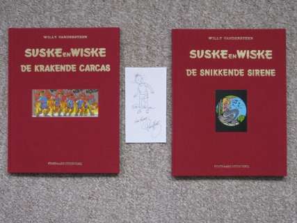 Willy Vandersteen | Suske en Wiske 235 + 237 - De Krakende Carcas + De Snikkende Sirene + 1x opdrachttekening - 2x luxe linnen - Cartonné - EO - (1993) | Catawiki