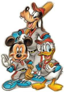 Joan Vizcarra | Mickey, Donald & Goofy "Baseball Team" - Giclée Signed By Joan Vizcarra - Canvas | Catawiki