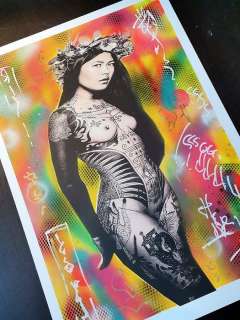 Tushikuni | Tushikuni - Original artwork (spray acrilic) - Tattooed Asian Beauty - Format: 30 x 40 cm. - (2021) | Catawiki