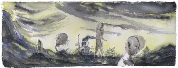 Charles Berberian | Dessin original publié en pages 496 et 497 de Druillet-Vampires | Galerie Barbier