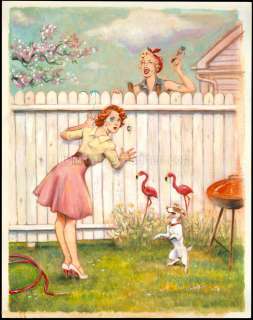 Maly Siri - Illustration originale sur papier Art Board, intitulée ?Neighbors? - Pin-up Art