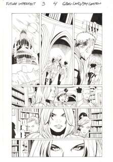 Greg Land, Jay Leisten - future imperfect #3 p. 4 - layla miller, linqon, & dwayne - 2015 signed