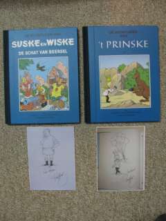 Willy Vandersteen | Suske en Wiske 4 De Schat van Beersel + ’t Prinske 3 - Blauwe Klassiek Reeks + in elk album een fraaie pentekening van Paul Geerts - Cartonné - Réédition - (1996) | Catawiki